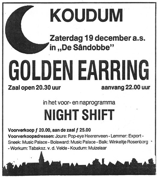 Golden Earring concert ad Koudum - Sporthal de Sandobbe Leeuwarder Courant November 21 1992